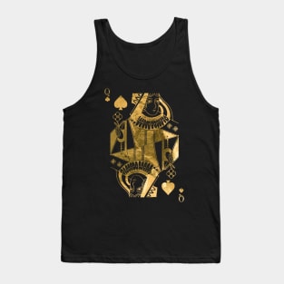 Queen Pikes - Golden playing cards Tank Top